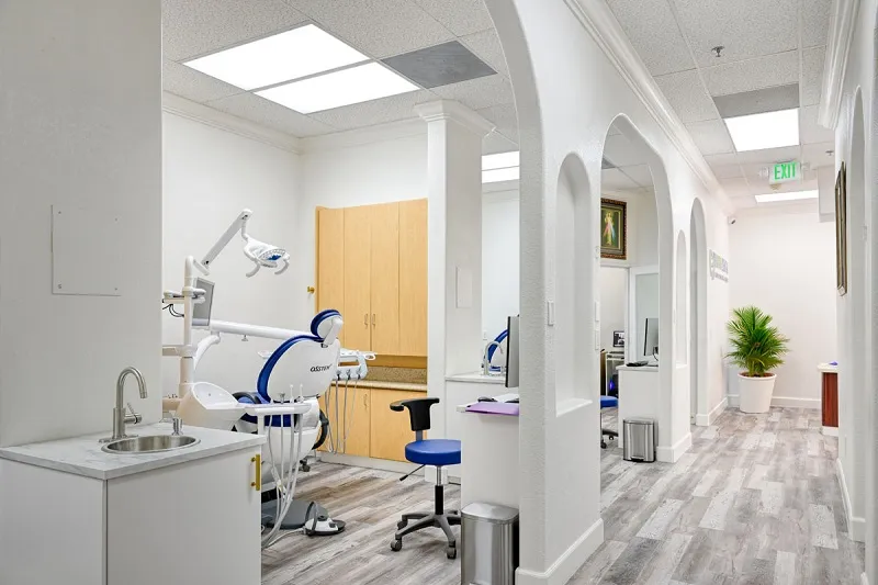 Office hallway and operatory room Happy dental Family