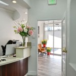 Office front desk and door to reception area