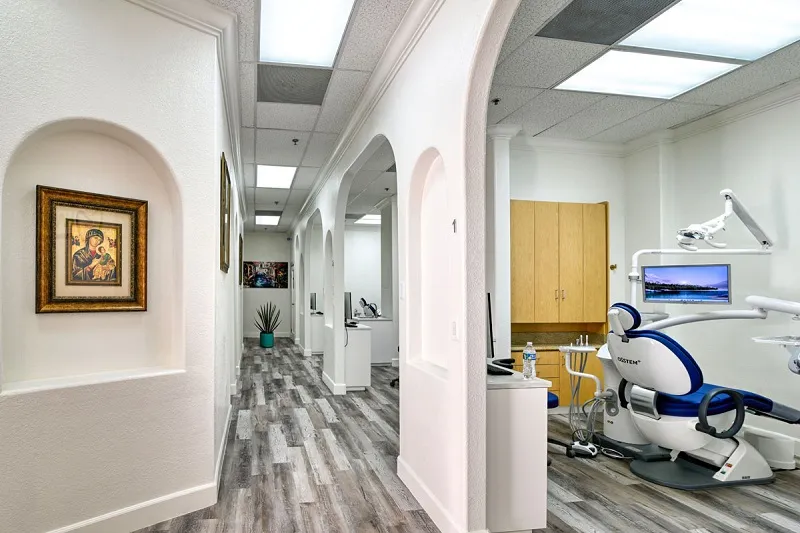 Office hallway and operatory room Happy dental Family